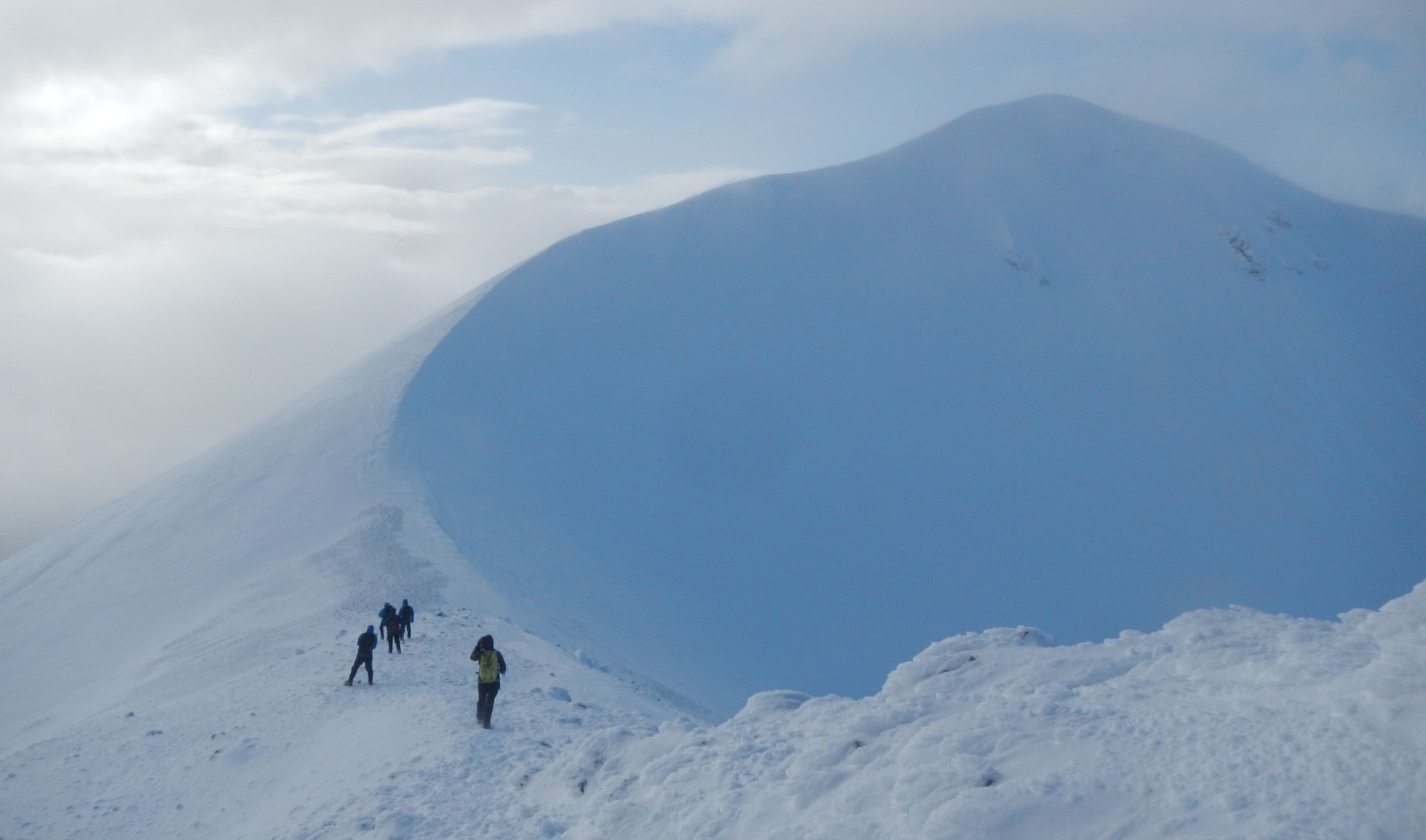 Carlisle group on Sgorr Dhonuill above ballachulish during a Scottish winter meet in 2018