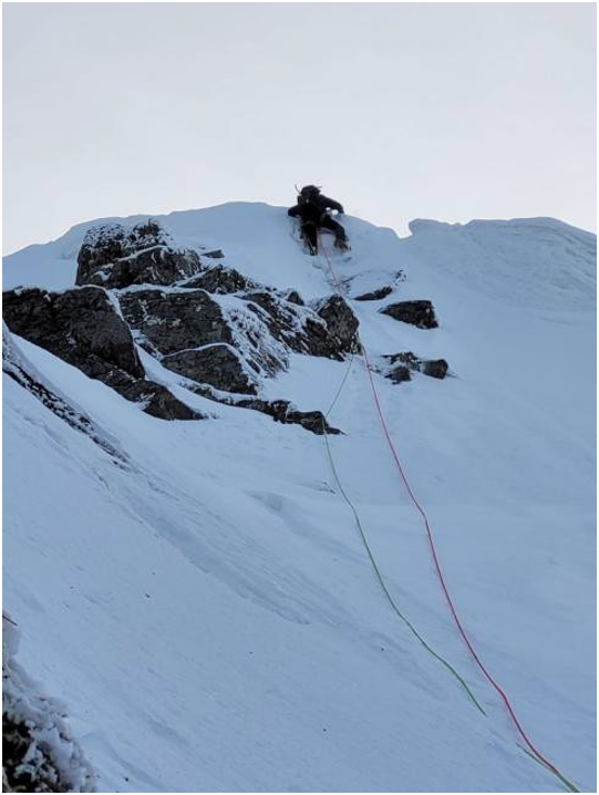 Phil W finishing Crescent Gully- this would be his last ever winter route.