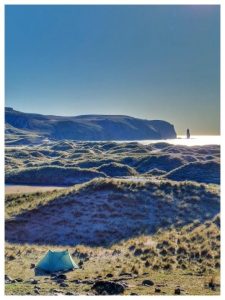 Camping in sight of Am Buchaille with frost on the ground.