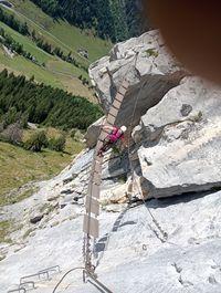 Deb on a bridge not too far above the valley floor