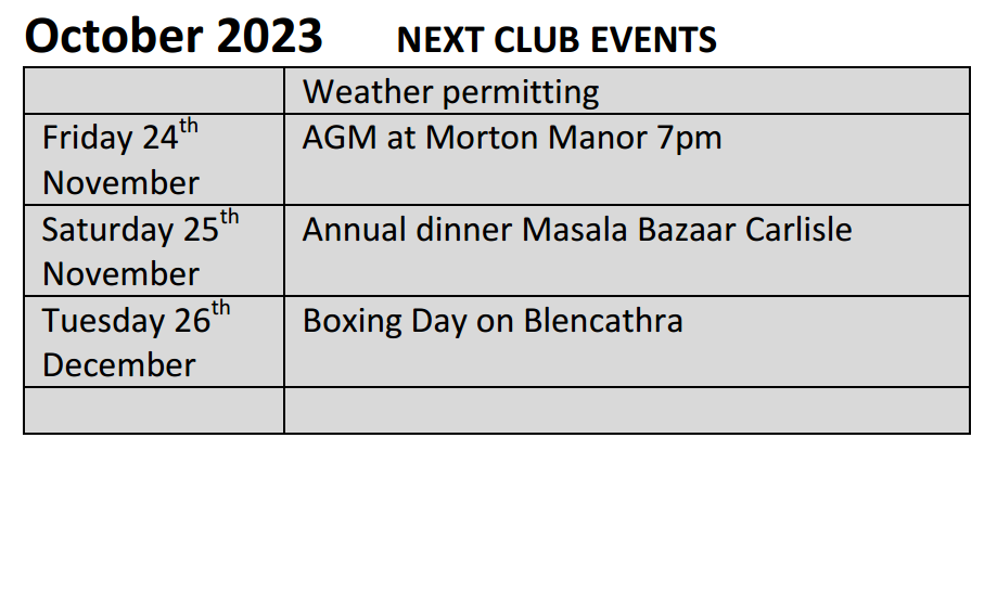 Events calendar Autumn 2023