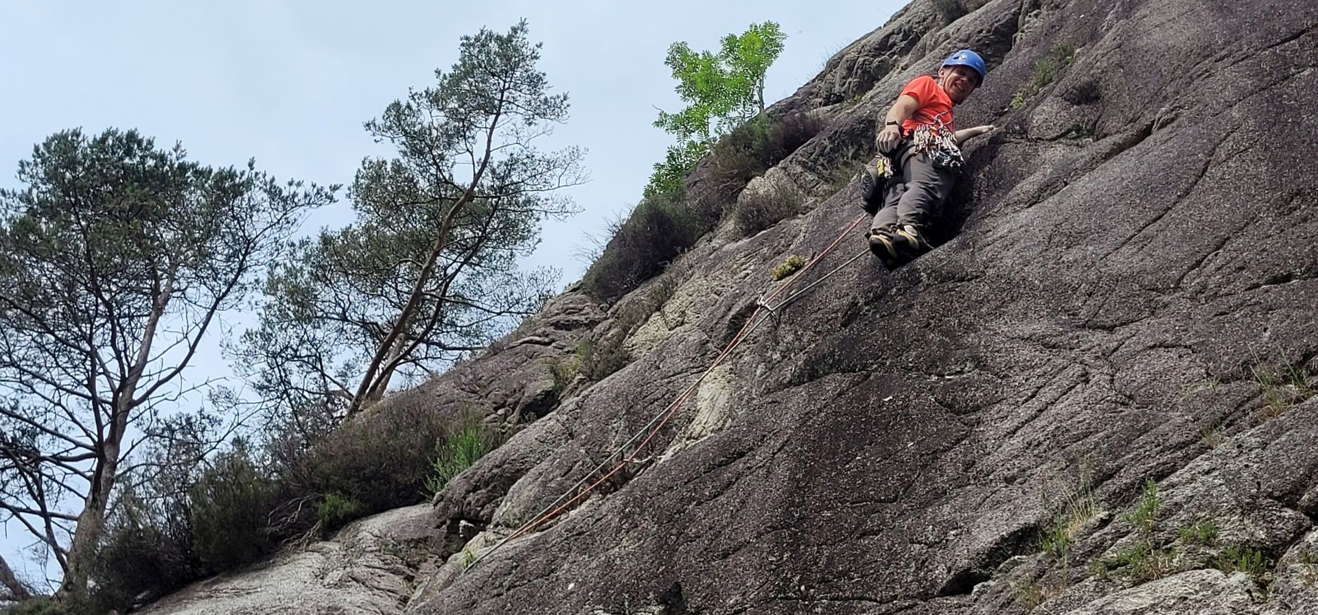Simon Boothroyd leading the classic VS The Prune on Dumfries and Galloway granite - Corwar crag.