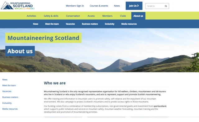 Mountaineering Scotland's about page